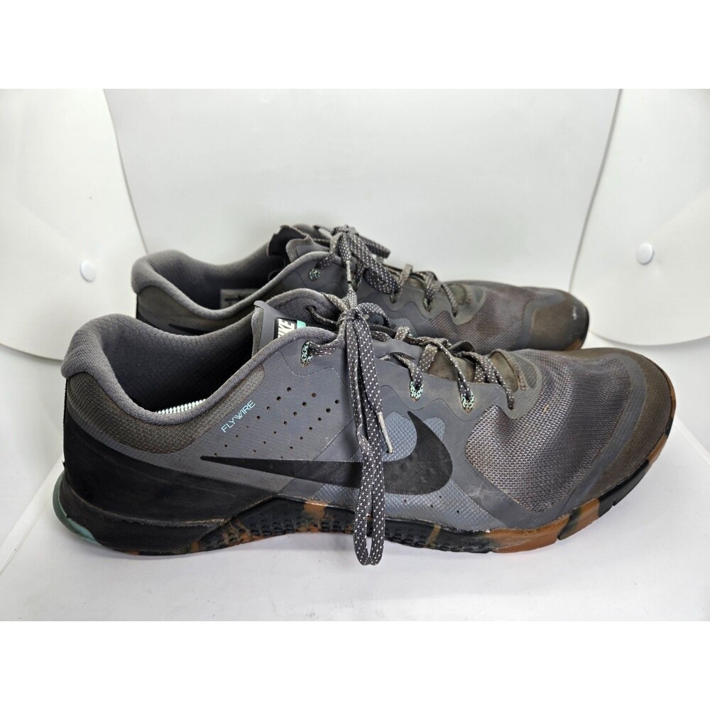 Nike Metcon 2 Flywire Shoes Mens 17 Grey Camo CrossFit Athletic Workout Sneakers